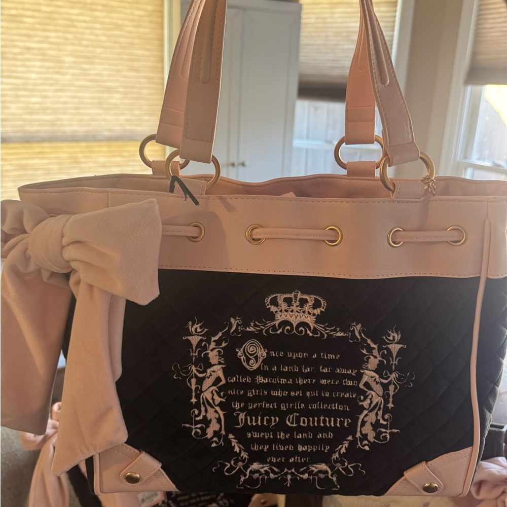 Juicy Couture Black and Pink Tote with Bow